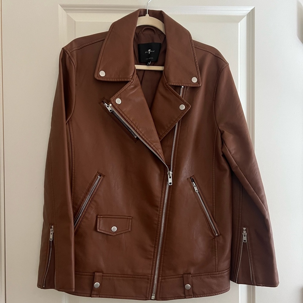 Seven for all ManKind brown leather jacket